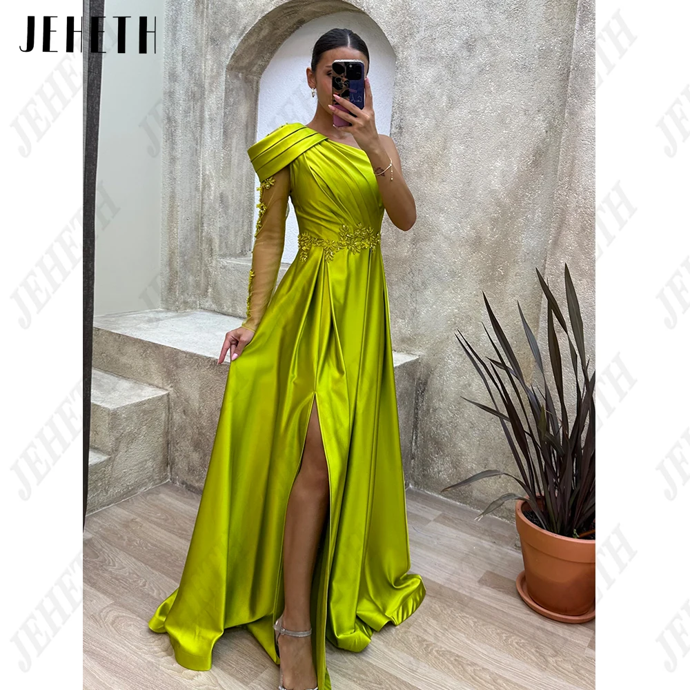 JEHETH Modern One Shoulder Evening Dresses Lace Applique Satin A-Line Party Dresses Sexy Side Split فساتين سهره فاخره 2023
JEHETH Modern One Shoulder Evening Dresses Lace Applique Satin A-Line Party Dresses Sexy Side Split فساتين سهره فاخره 2023