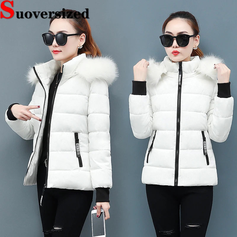 Faux Fur Collar Cropped Hooded Parkas Winter Thicken Down Cotton Coats Slim Warm Snow Wear Casaco Korean Women's Puffy Jackets
Faux Fur Collar Cropped Hooded Parkas Winter Thicken Down Cotton Coats Slim Warm Snow Wear Casaco Korean Women's Puffy Jackets