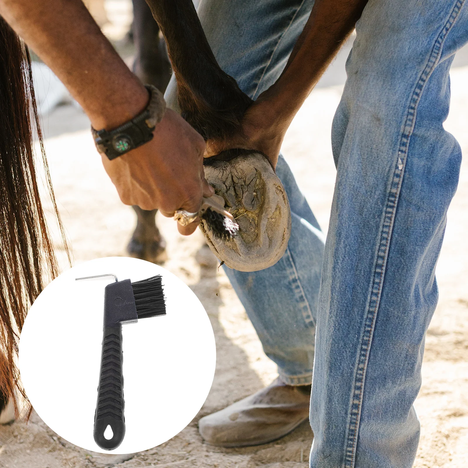 Horse Brush Anti-Slip Grip Hoof Pick Rubber With Brush Nylon Horse Hoof Care Grooming Horseshoe Brush Professional Cleaning
Horse Brush Anti-Slip Grip Hoof Pick Rubber With Brush Nylon Horse Hoof Care Grooming Horseshoe Brush Professional Cleaning