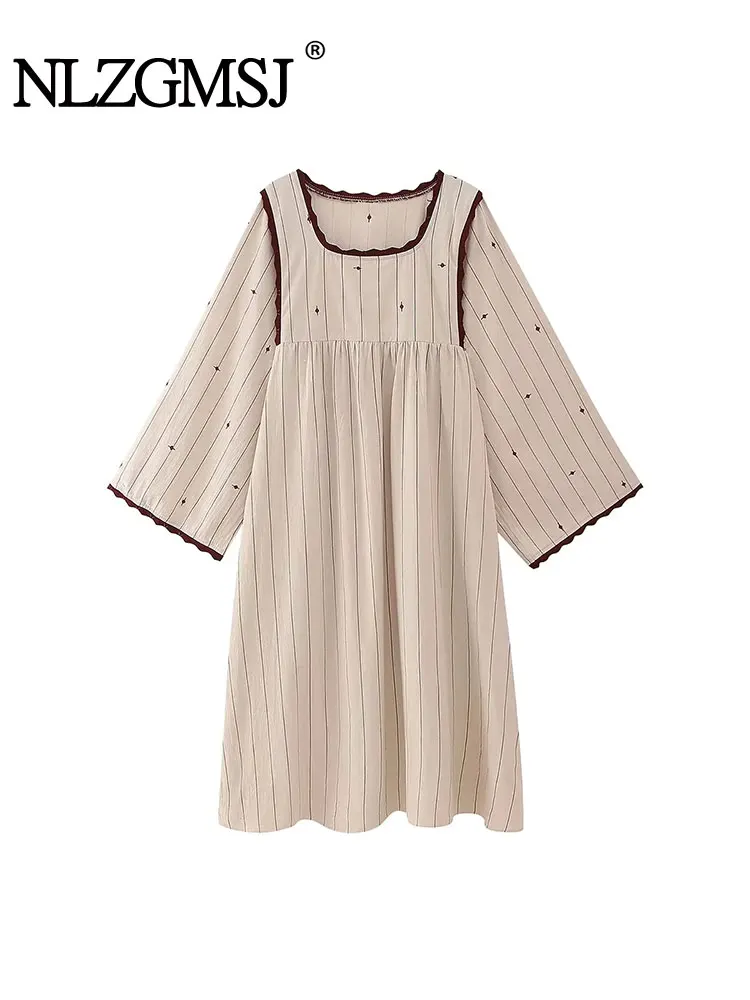 Nlzgmsj TRAF 2023 New Autumn Simplicity Women Printing Vertical Stripe loose and comfortable Long sleeved Home Party Dresses 
Nlzgmsj TRAF 2023 New Autumn Simplicity Women Printing Vertical Stripe loose and comfortable Long sleeved Home Party Dresses