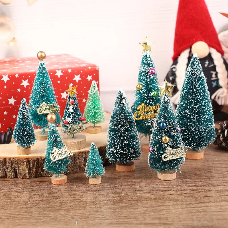 

4Pcs/Set 1:12 Dollhouse Miniature Christmas Tree Cedar Tree Snowflake Pine Needle Tree Garden Decor Toy Doll House Accessories