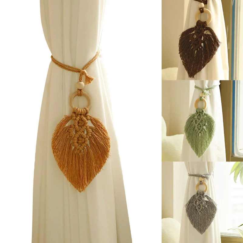 Creative Hand Woven Leaf Curtain With Modern Simple Solid Color Leaf Fringe Curtain Tie With Wood Bead Rope No Hook Decoration
Creative Hand Woven Leaf Curtain With Modern Simple Solid Color Leaf Fringe Curtain Tie With Wood Bead Rope No Hook Decoration