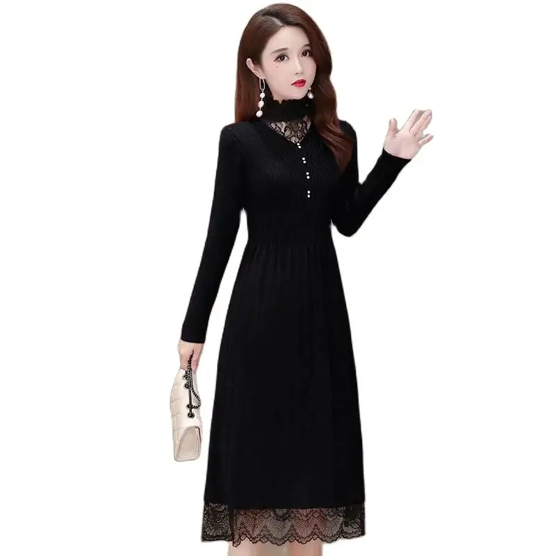 Fleece Warm Belt Coat Long Over The Knee Knitted Dress Women's Autumn And Winter All-match Semi-high Collar Bottoming SkirtLady
Fleece Warm Belt Coat Long Over The Knee Knitted Dress Women's Autumn And Winter All-match Semi-high Collar Bottoming SkirtLady