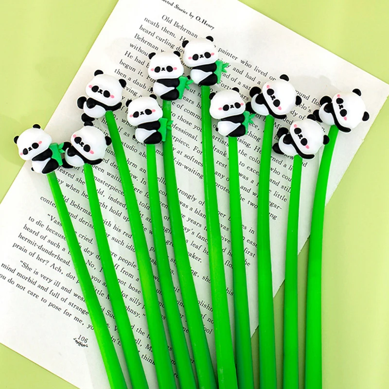 

1PC Cute Panda Shape Gel Pen Bamboo Swing Signature Pen Cartoon Silicone 0.5mm Black Writing Pen Student Stationery Gifts