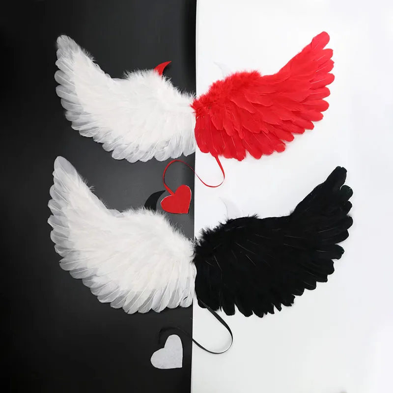 

Angel Wings Costume Halloween Devil Wing For Adult Prop Decor Props Women Girls Toddler Decoration Black Fairy Accessories Red