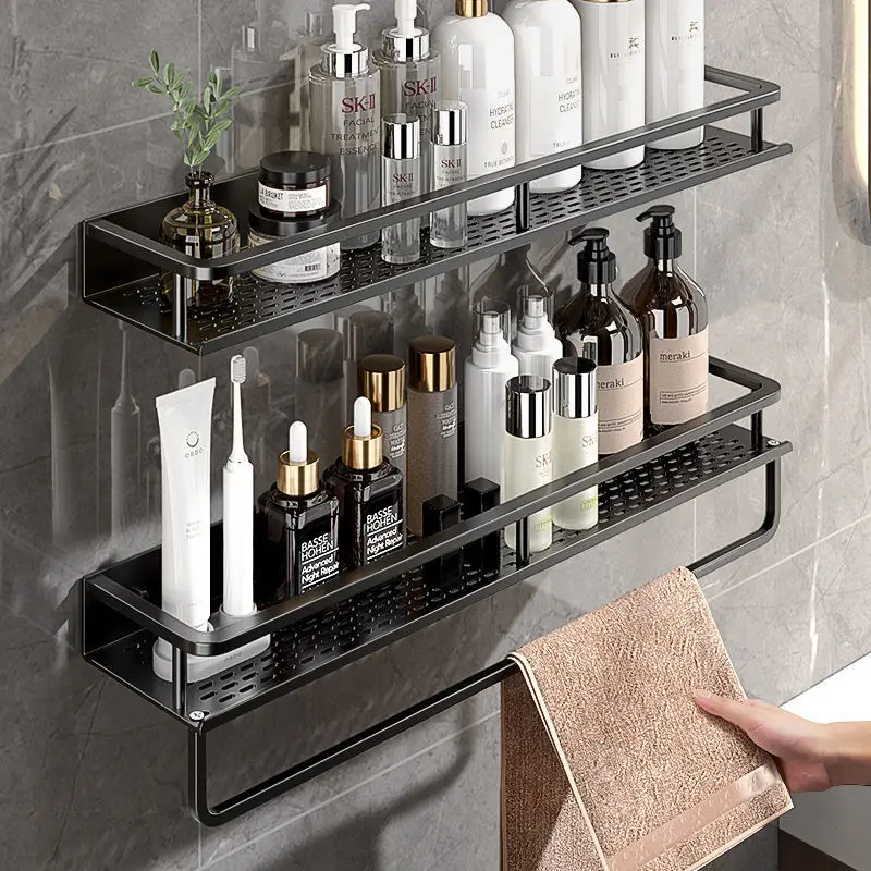 Black Bathroom Shelf with Towel Bar Space Aluminum Corner Shelves Towel Rack Shampoo Holder Kitchen Storage Rack
Black Bathroom Shelf with Towel Bar Space Aluminum Corner Shelves Towel Rack Shampoo Holder Kitchen Storage Rack