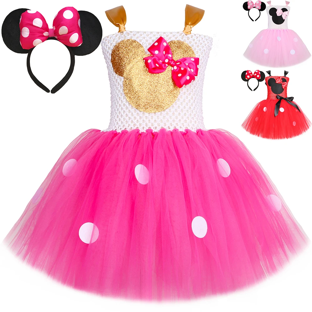 

Pink Red Minnie Tutu Dress for Girls Birthday Party Princess Dress Cosplay Anime Christmas Halloween Costume for Kids Clothes