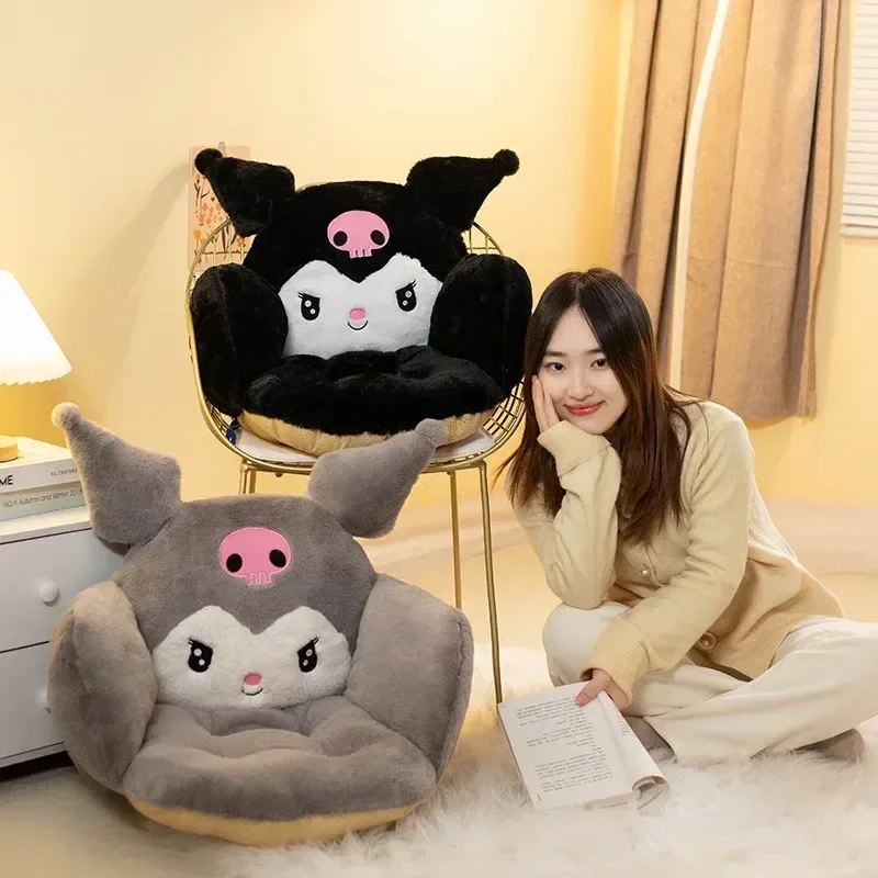 

Sanrio Cartoon Cinnamoroll Winter Plush Half Surrounded Black Kuromi Cushion Backrest Dormitory Office Non-slip Chair Cushion