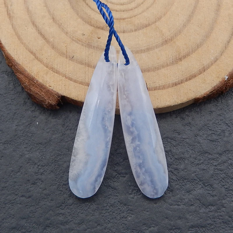 Semiprecious Natural Stone Blue Lace Agate Earring Beads Accessories For Women 32x7x4mm 2.5g
Semiprecious Natural Stone Blue Lace Agate Earring Beads Accessories For Women 32x7x4mm 2.5g