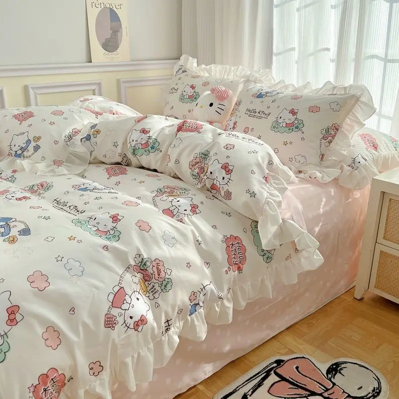 Hello Kitty Sanrio Kawaii Four-Piece Bed Set Girl Heart Cute Cartoon Anime Quilt Cover Sheet Bed Hat Children Dormitory Kid Gift
Hello Kitty Sanrio Kawaii Four-Piece Bed Set Girl Heart Cute Cartoon Anime Quilt Cover Sheet Bed Hat Children Dormitory Kid Gift