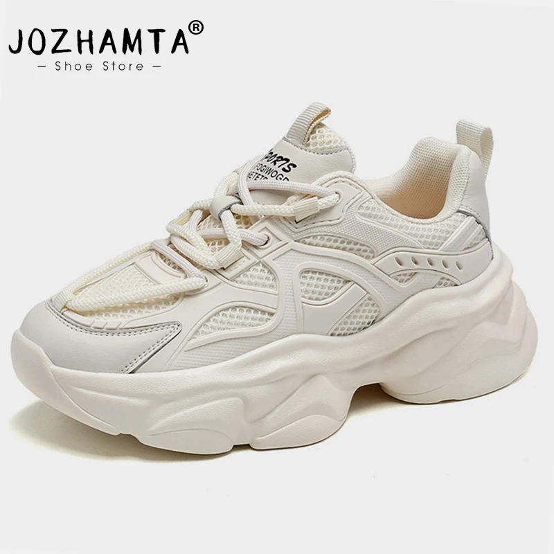 JOZHAMTA Size 35-40 Casual Sneakers Women Real Leather White High Heels Shoes Woman Ins Fashion Platform Shoes Lace-Up Athletic
JOZHAMTA Size 35-40 Casual Sneakers Women Real Leather White High Heels Shoes Woman Ins Fashion Platform Shoes Lace-Up Athletic