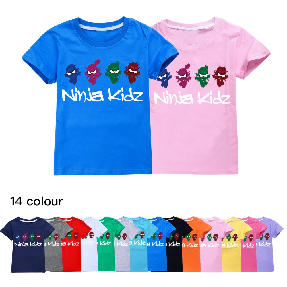 

Ninja Kidz Kids Clothes Cotton Short-sleeved T-shirts Children Sweatshirt Cartoon Teenager Tops Boys Girls Tees Clothing