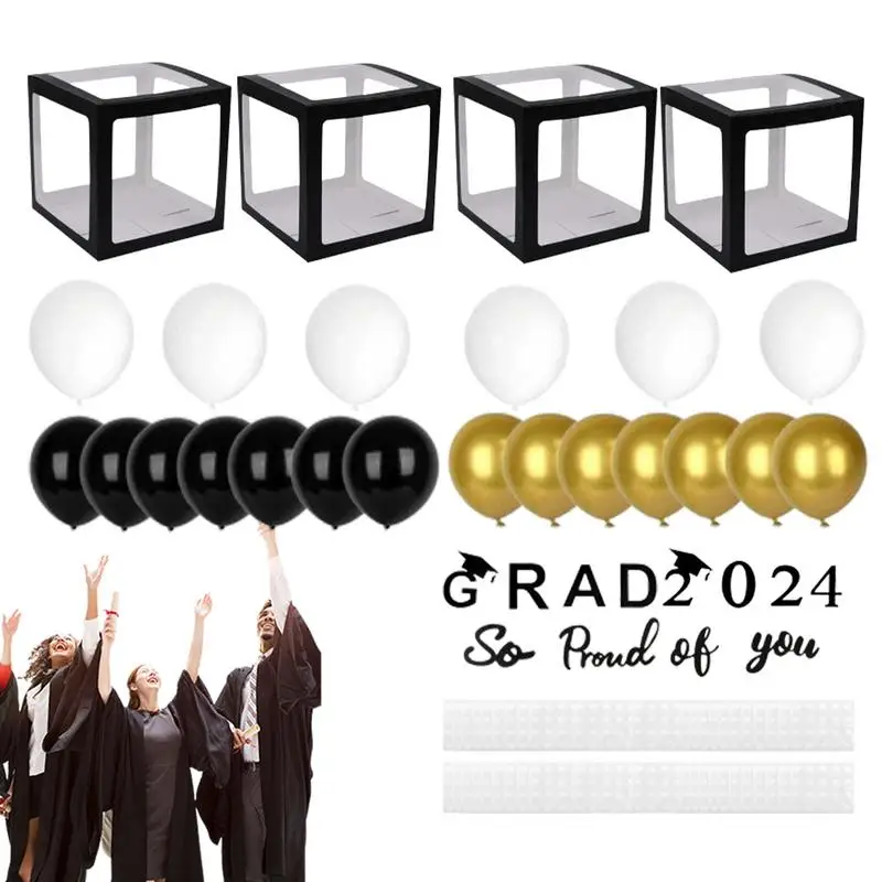 

Graduation Party Balloon Boxes Black Graduation Balloon Boxes Graduation Party Decorations With Letters 2024 Grad & So Proud Of