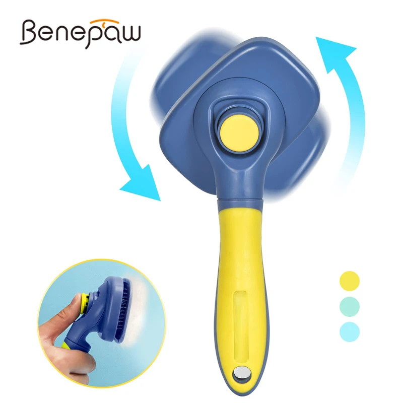 

Benepaw Self Cleaning Dog Slicker Brush 360° Rotatable Pet Grooming Comb For Cat Puppy Removes Loose Undercoat Mats Tangled Hair