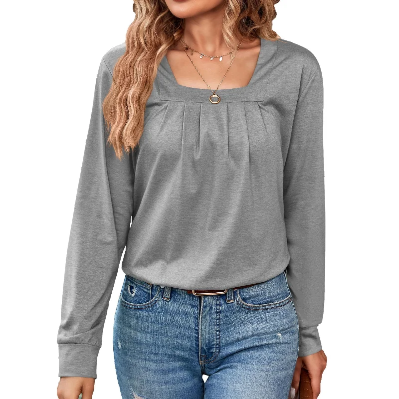 Women Autumn New Korean Solid Color Stitching Loose and Temperament Versatile Square Square Collar Long-sleeved Blouse
Women Autumn New Korean Solid Color Stitching Loose and Temperament Versatile Square Square Collar Long-sleeved Blouse
