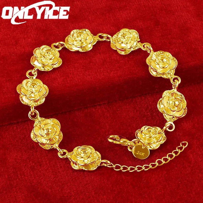 ONLYICE 24K Gold Flower Bracelet For Women Jasmine Flower Hand Chain Lady Wedding Party Charm Jewelry Fashion Accessories
ONLYICE 24K Gold Flower Bracelet For Women Jasmine Flower Hand Chain Lady Wedding Party Charm Jewelry Fashion Accessories