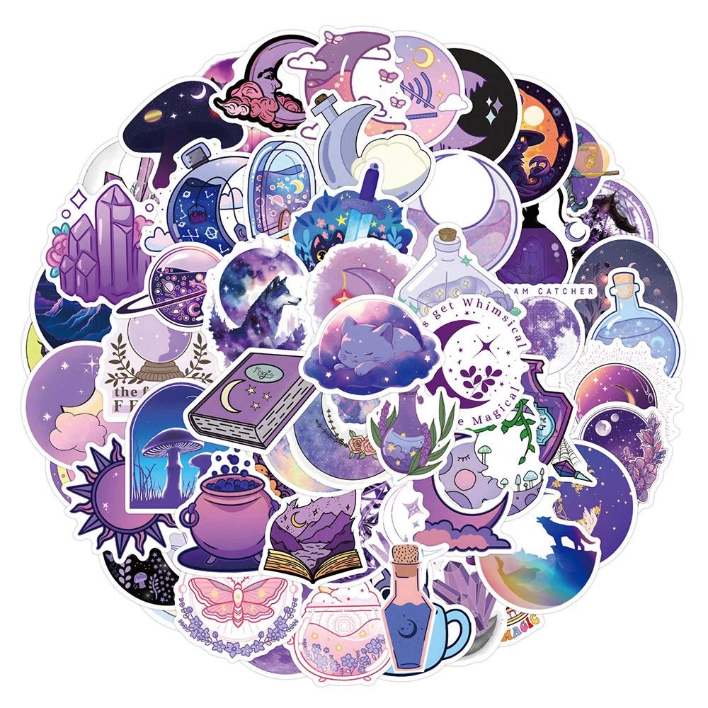

10/30/50/110pcs Cute Magic Witch Moon Gothic Aesthetic Stickers Cartoon Decoration Decals Waterproof Graffiti Sticker Wholesale