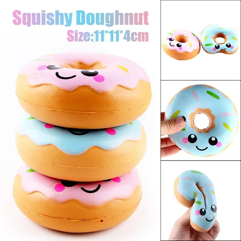 

2021 11cm Lovely Doughnut Cream Scented Squishy Slow Rising Squeeze Stress Soft Toy Funny Gadgets Kawai Donut Wholesale Dropship