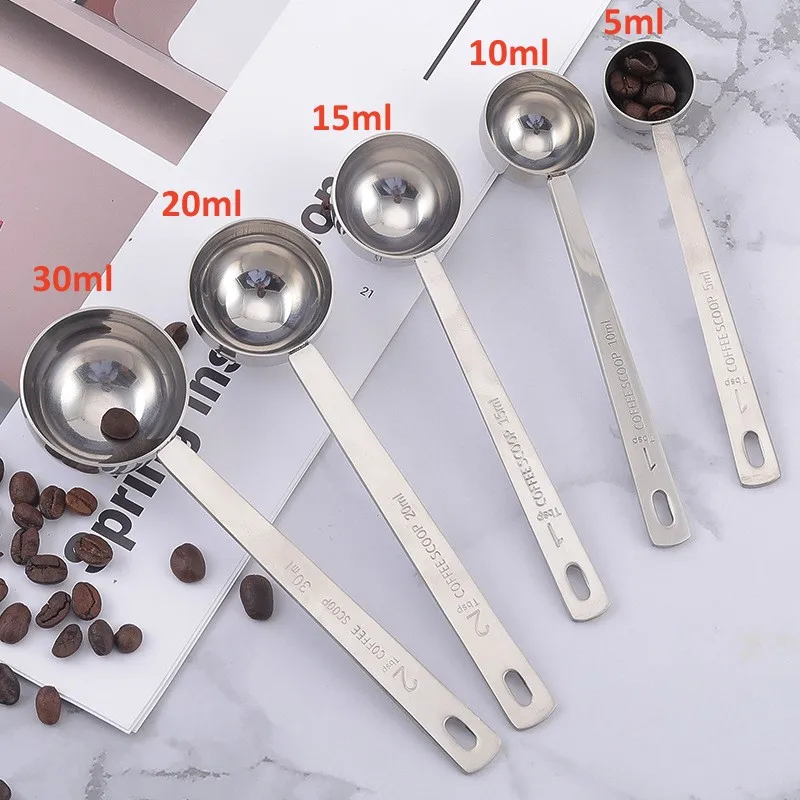 

5/10/15/20/30ml Measuring Spoons Stainless Steel Coffee Powder Spice Measure Scoop Kitchen Baking Tools Multipurpose Mearure