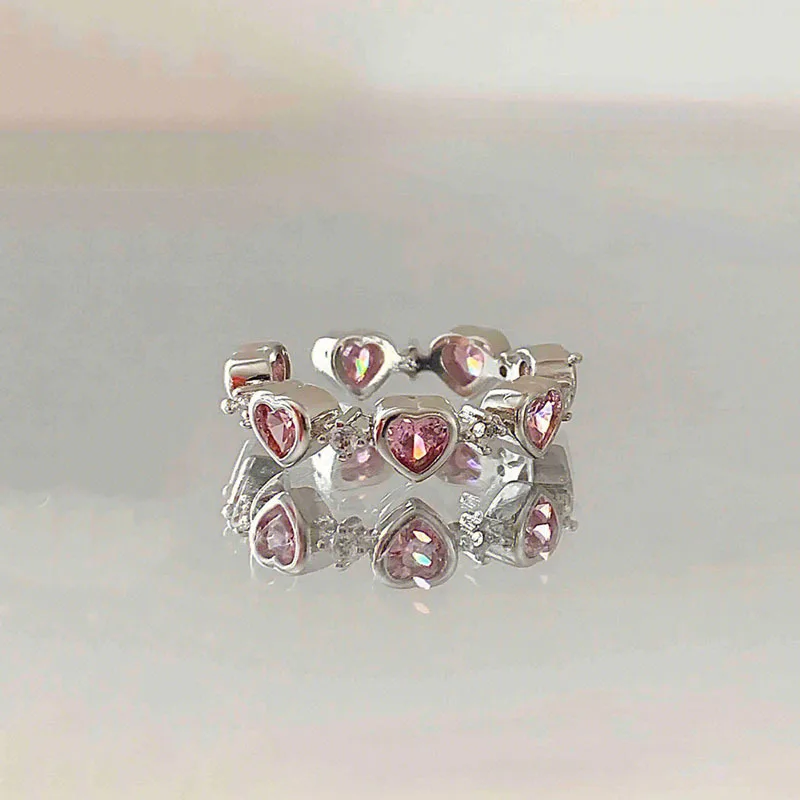 Romantic Pink Color Silver Love Heart Rings for Women Girls Korean Wedding Engagement Ladies Party Adjustable Fine Jewelry Gift
Romantic Pink Color Silver Love Heart Rings for Women Girls Korean Wedding Engagement Ladies Party Adjustable Fine Jewelry Gift