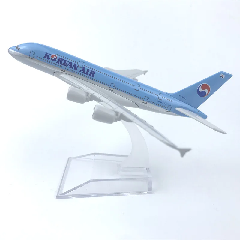 

16CM 1:400 Model Diecast Alloy Airplane Air Korean Airlines Airbus A380 Airline Display Toy Model Collection With Stand Display