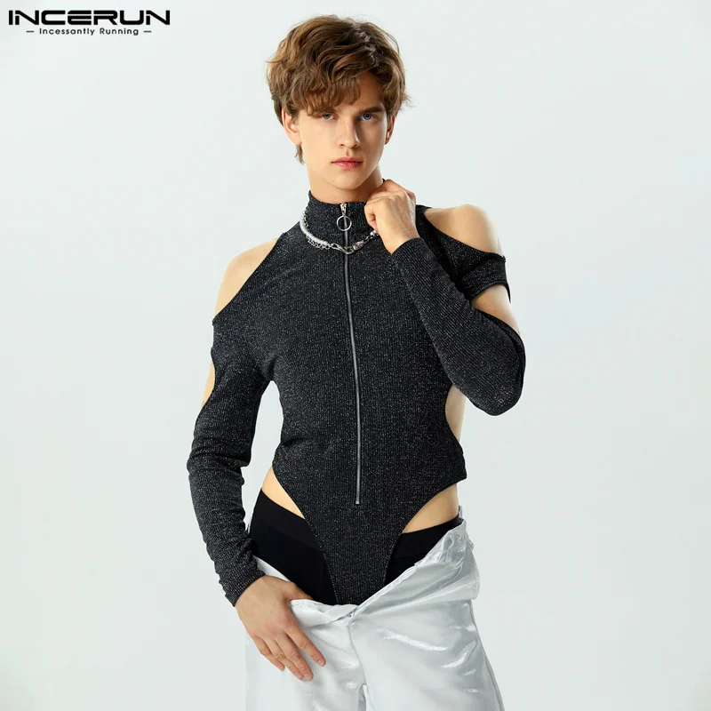 INCERUN Fashion Casual Style Men's Bodysuits Hollow Zipper Flash Fabric Jumpsuits Pit Knitted Triangle Long Sleeve Rompers S-5XL
INCERUN Fashion Casual Style Men's Bodysuits Hollow Zipper Flash Fabric Jumpsuits Pit Knitted Triangle Long Sleeve Rompers S-5XL