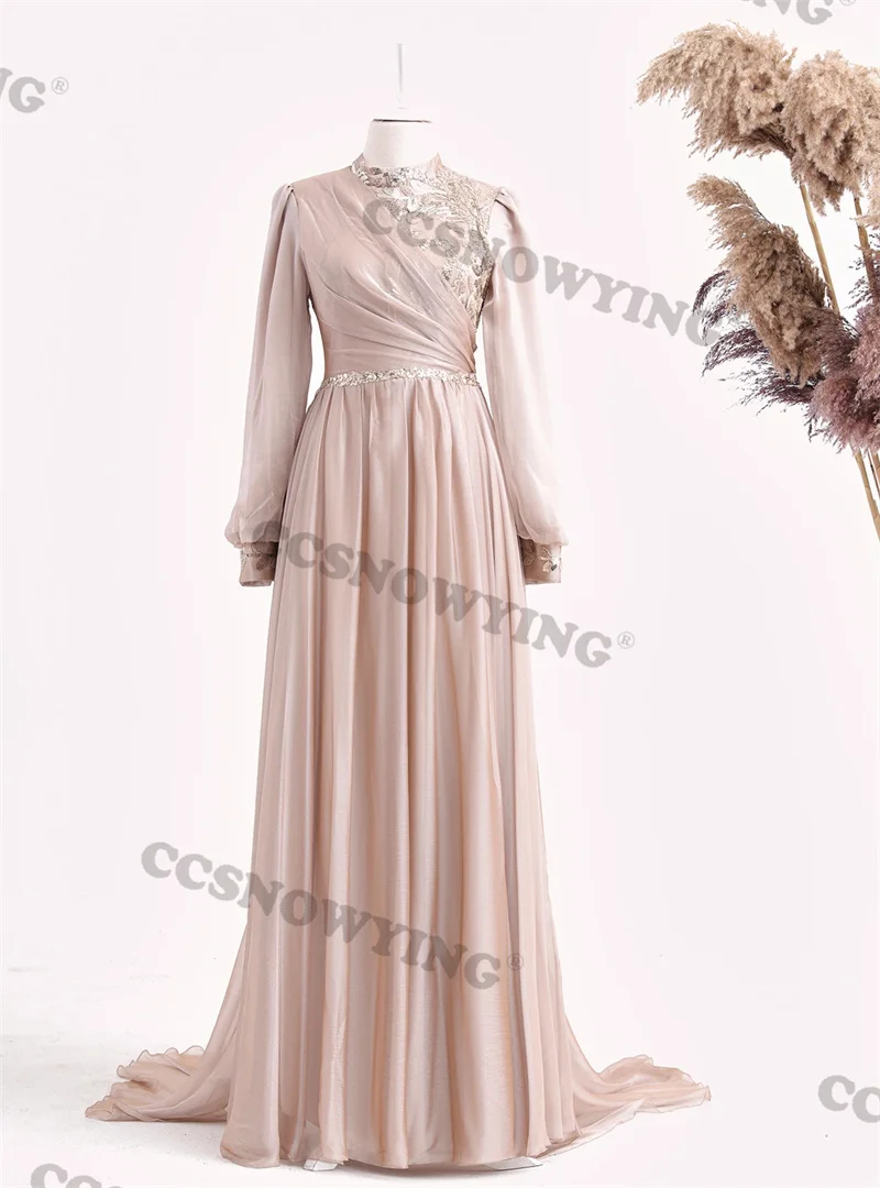 Chiffon Appliques Hijab Muslim Evening Dresses Arabic Dubai Long Sleeve High Neck Formal Party Gown Women Robes De Soirée
Chiffon Appliques Hijab Muslim Evening Dresses Arabic Dubai Long Sleeve High Neck Formal Party Gown Women Robes De Soirée