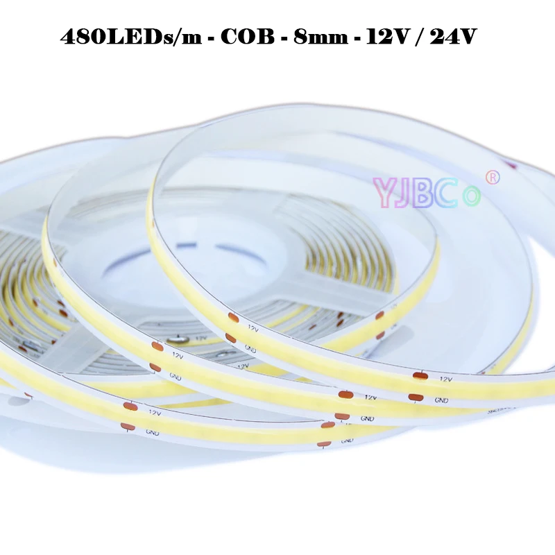 12V 24V 5M Single colo COB LED Strip Bar 480LEDs/m White/Warm white/Natural White/Blue/Red/Green Flexible Light Tape 8mm PCB
12V 24V 5M Single colo COB LED Strip Bar 480LEDs/m White/Warm white/Natural White/Blue/Red/Green Flexible Light Tape 8mm PCB