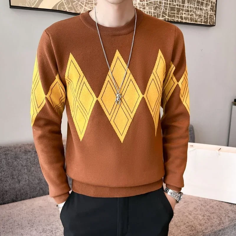 Graphic Man Clothes Crewneck Pullovers Argyle Round Collar Knitted Sweaters for Men Clothing Korean Autumn Warm Sale X Knitwears
Graphic Man Clothes Crewneck Pullovers Argyle Round Collar Knitted Sweaters for Men Clothing Korean Autumn Warm Sale X Knitwears