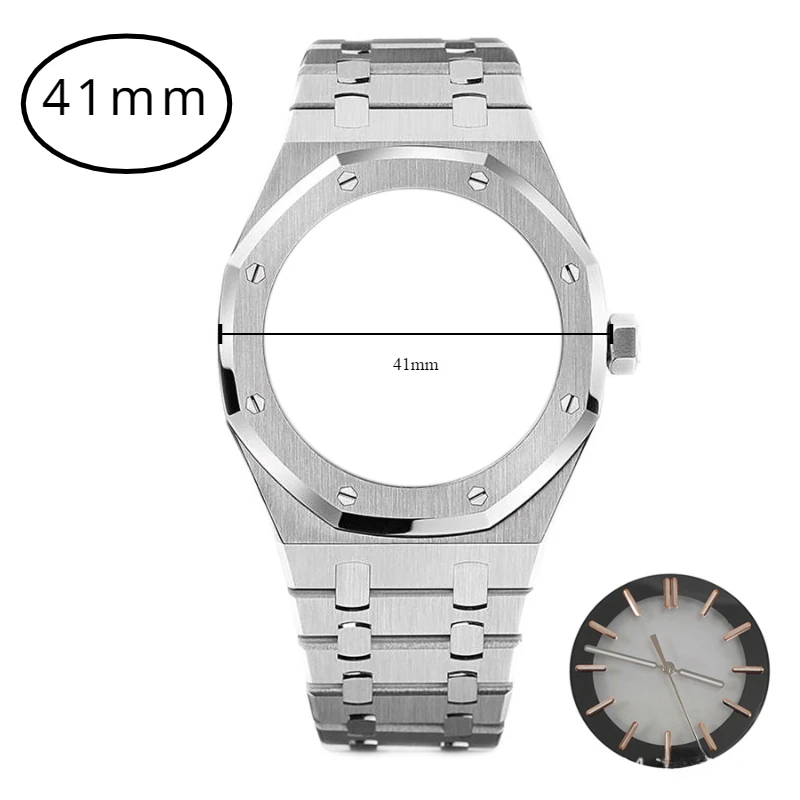 

Watch Case 41mm for Audemars Piguet AP NO LOGO WITH Case Dial Stainless Steel Strap Sapphire Glass Suitable for NH70 Movement