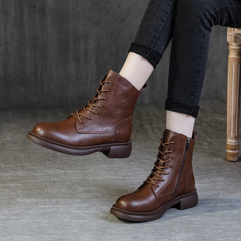 New Autumn Winter Women Shoes Leather Short Boots for Women Round Toe Chunky Heel Boots Zipper Ankle Boots Female Platform Heel
New Autumn Winter Women Shoes Leather Short Boots for Women Round Toe Chunky Heel Boots Zipper Ankle Boots Female Platform Heel