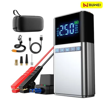 BUWEI 업그레이드 자동차 타이어 팽창기, 점프 스타터 포함, 4 in 1 보조배터리 조명, 공기 압축기, 자동차 배터리 스타터, 자동 공기 펌프