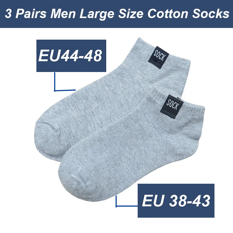 

2023 Summer Men Fat Plus Size Short Socks Extra Large Low Top Cotton Comfortable Breathable Odor Resistant Black Sports Socks