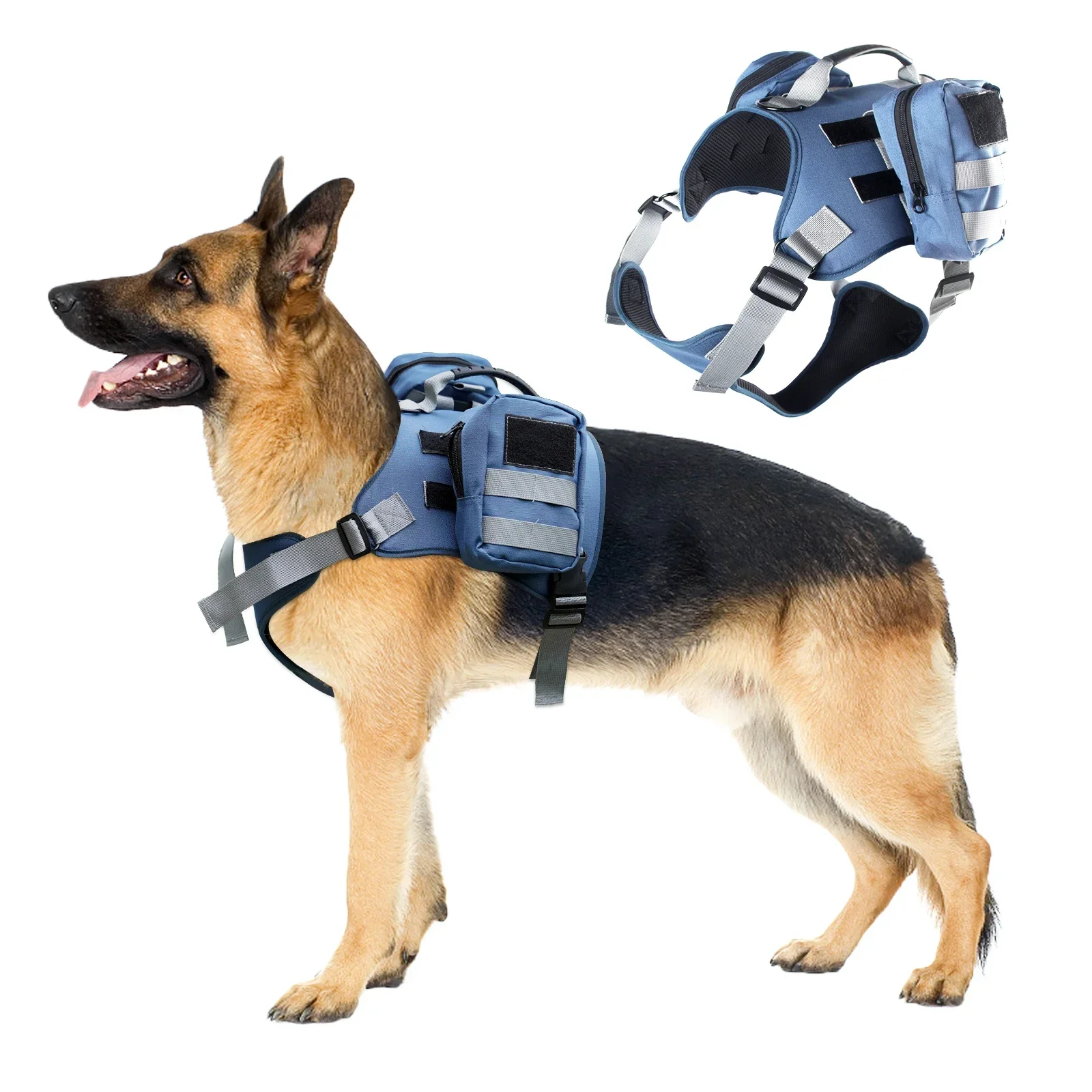 

Pet Supplies Outdoor Dog Backpack Oxford Fabric Double Snack Bag Medium Large Dog Tactical Bag Waterproof Reflective Saddle Bag