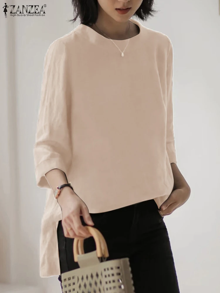 Праздничные однотонные туники ZANZEA, женская блузка с рукавом 3/4, летние хлопковые базовые Топы, Повседневная Свободная рубашка большого размера с круглым вырезом, 2024
Праздничные однотонные туники ZANZEA, женская блузка с рукавом 3/4, летние хлопковые базовые Топы, Повседневная Свободная рубашка большого размера с круглым вырезом, 2024