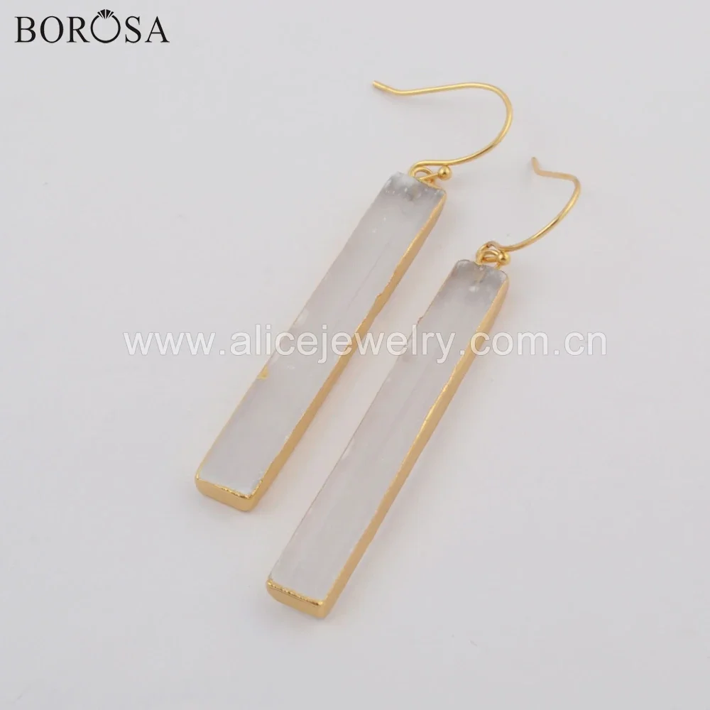 BOROSA 5/10Pairs New Arrival Gild Rectangle Transparent Selenite Drop Earrings Jewelry Elegant Lady Natural Gems as Gifts
BOROSA 5/10Pairs New Arrival Gild Rectangle Transparent Selenite Drop Earrings Jewelry Elegant Lady Natural Gems as Gifts
