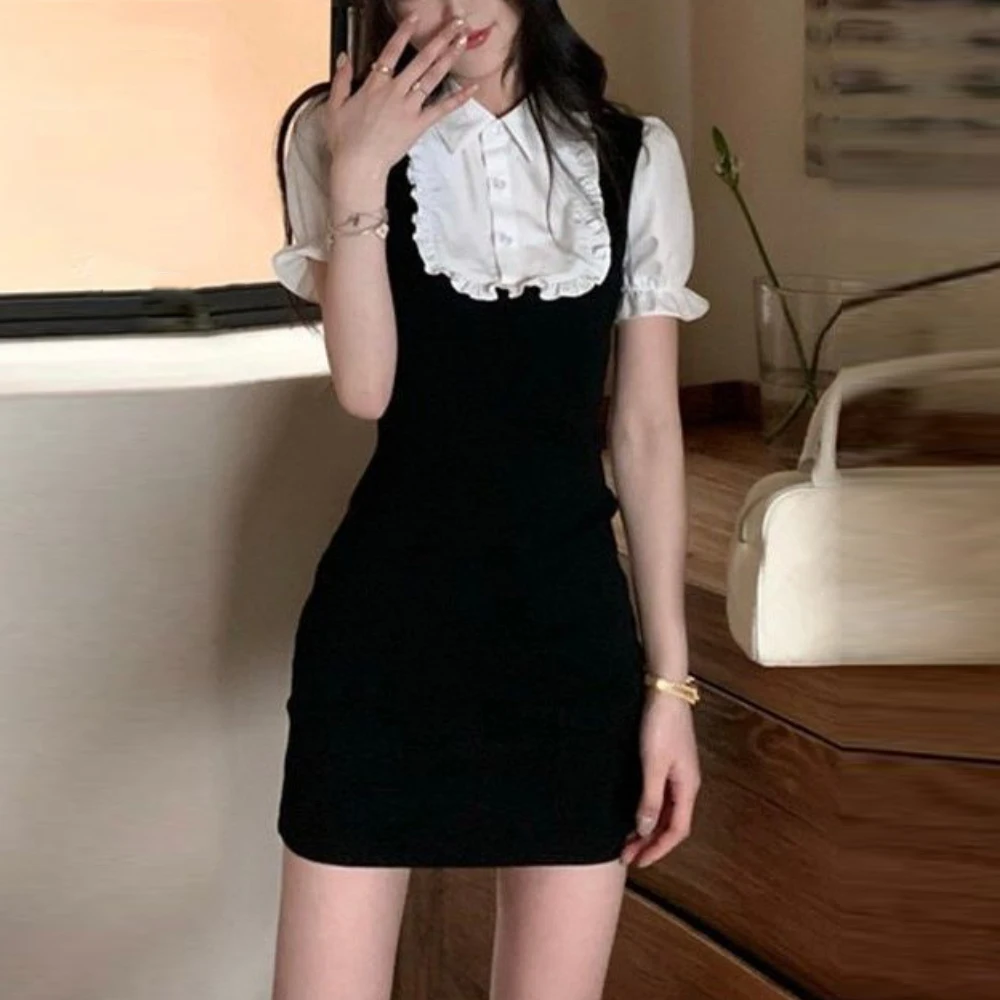 Fake 2 Pcs Dress Women Mini Sexy Panelled Kawaii Summer Girl Puff Sleeve Streetwear Clothing Aesthetic Bodycon Mujer Simple 2023
Fake 2 Pcs Dress Women Mini Sexy Panelled Kawaii Summer Girl Puff Sleeve Streetwear Clothing Aesthetic Bodycon Mujer Simple 2023