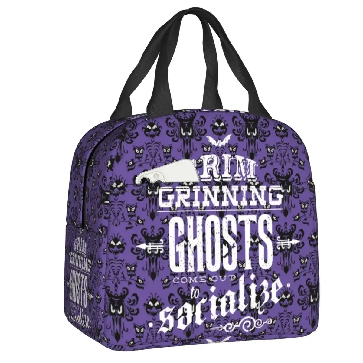 Haunted Mansion Grim Grinning Ghosts Lunch Box Women Cooler Thermal Food Insulated Lunch Bag School Children Student Picnic Bags
Haunted Mansion Grim Grinning Ghosts Lunch Box Women Cooler Thermal Food Insulated Lunch Bag School Children Student Picnic Bags