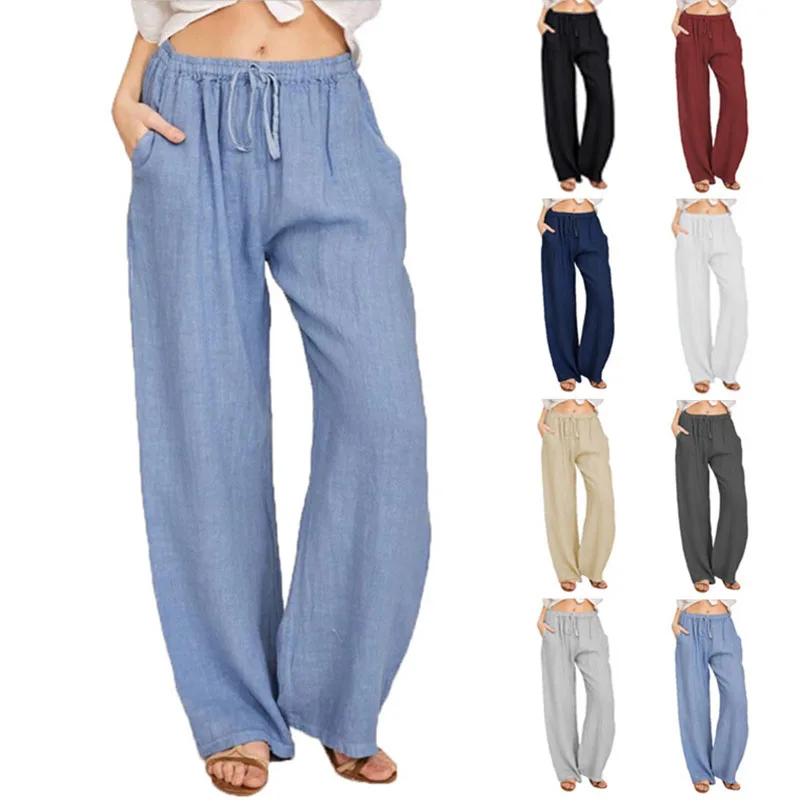 Lucyever Summer Woman Fluid Pants Casual Baggy Solid Cotton and Linen Pants Women Drawstring Elastic Waist Wide Leg Trousers
Lucyever Summer Woman Fluid Pants Casual Baggy Solid Cotton and Linen Pants Women Drawstring Elastic Waist Wide Leg Trousers