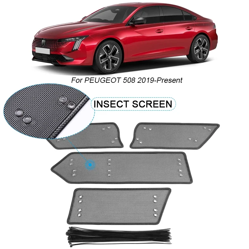 

4PCS Car Insect-proof Air Inlet Protection Cover For PEUGEOT 508 2019-2025 Insert Vent Racing Grill Filter Net Auto Accessory