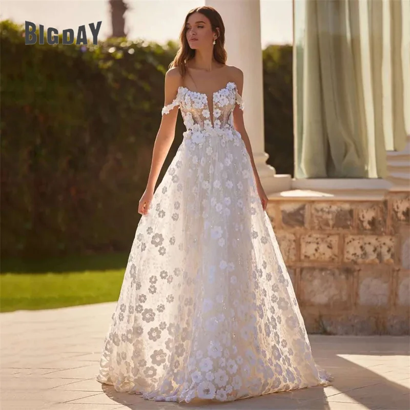 Elegant A-Line Wedding Dress Women Open Back Sweetheart Off The Shoulder Lace Flowers Bridal Gown Sweep Train Vestidos De Noiva
Elegant A-Line Wedding Dress Women Open Back Sweetheart Off The Shoulder Lace Flowers Bridal Gown Sweep Train Vestidos De Noiva