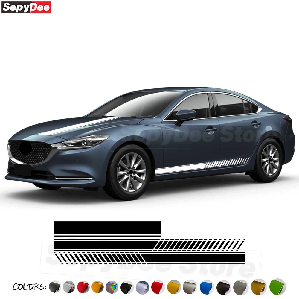 

Racing Sport Car Body Door Side Long Stripes Stickers Hood Bonnet Vinyl Decal for Mazda 6 Sedan Wagon Car Tuning Accessories