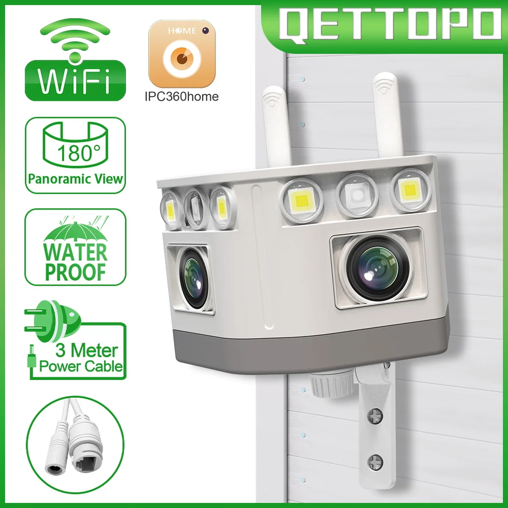 Qettopo 4K 8MP WIFI Dual Lens Outdoor Camera 180° Ultra Wide View Panoramic AI Human Tracking Security Bullet Camera
Qettopo 4K 8MP WIFI Dual Lens Outdoor Camera 180° Ultra Wide View Panoramic AI Human Tracking Security Bullet Camera