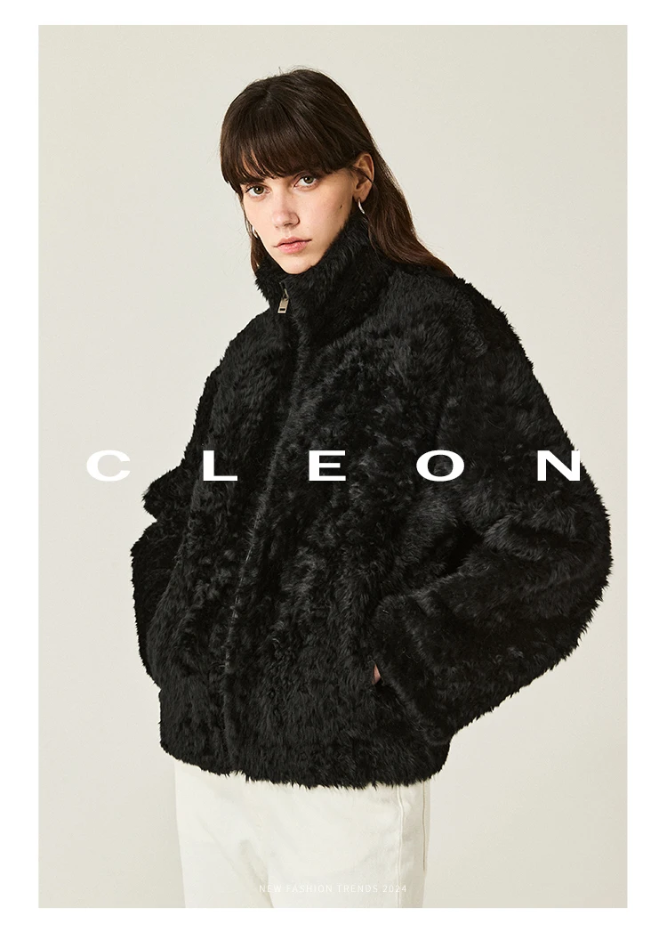 High-end Luxury Lacon Lamb Fur Cropped Winter Jackets for Women 2025 Simple Stand Collar Genuine Leather Real Fur Shearling Coat High-end Luxury Lacon Lamb Fur Cropped Winter Jackets for Women 2025 Simple Stand Collar Genuine Leather Real Fur Shearling Coat