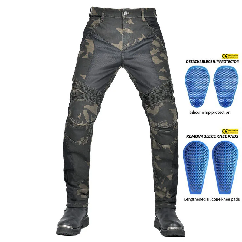 

Camo Dual Spring Summer Riding Collection Classic Denim PK720 Motorcycle Pants Motocicleta Elastic Fit Jeans 4 Gears Choice