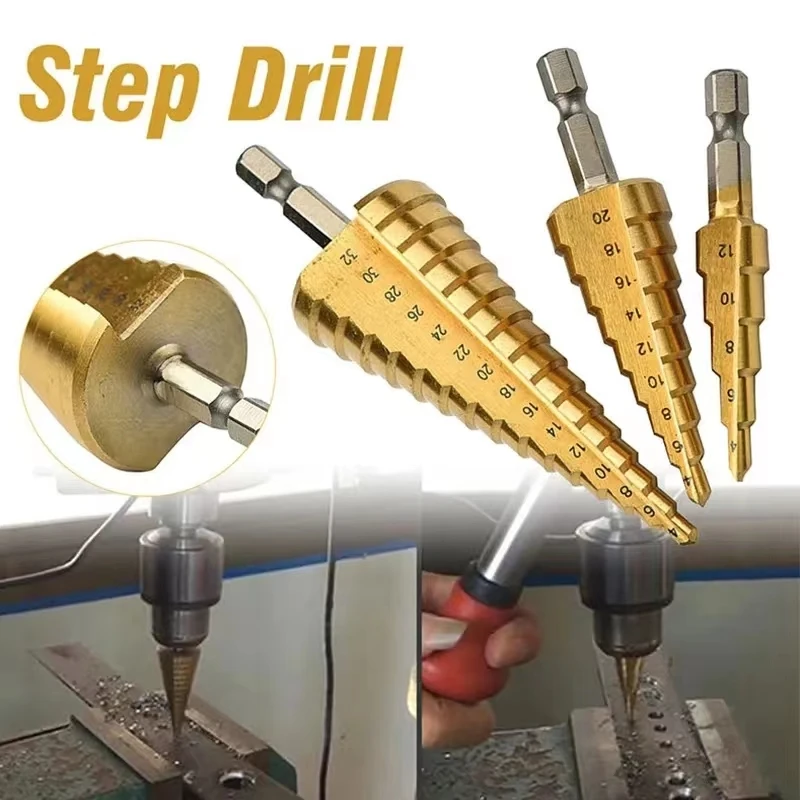 3Pcs/set 3-12mm 4-12mm 4-20mm HSS Straight Groove Step Drill Bit Titanium Coated Wood Metal Hole Cutter Core Drilling Tools Set
3Pcs/set 3-12mm 4-12mm 4-20mm HSS Straight Groove Step Drill Bit Titanium Coated Wood Metal Hole Cutter Core Drilling Tools Set