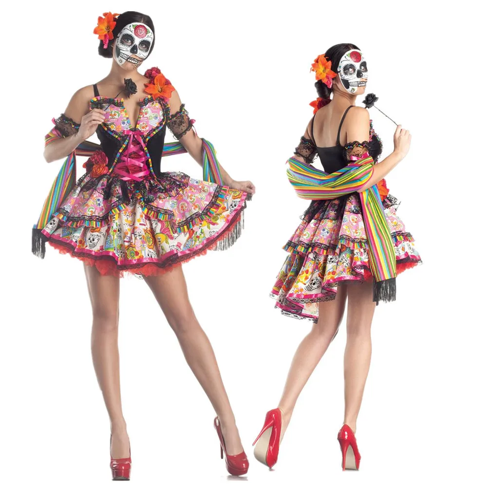 Halloween Cosplay Adult Women Sexy Sugar Skull Flower Fairy Ghost Bride Costume Carnival Purim Party Fancy Dress
Halloween Cosplay Adult Women Sexy Sugar Skull Flower Fairy Ghost Bride Costume Carnival Purim Party Fancy Dress