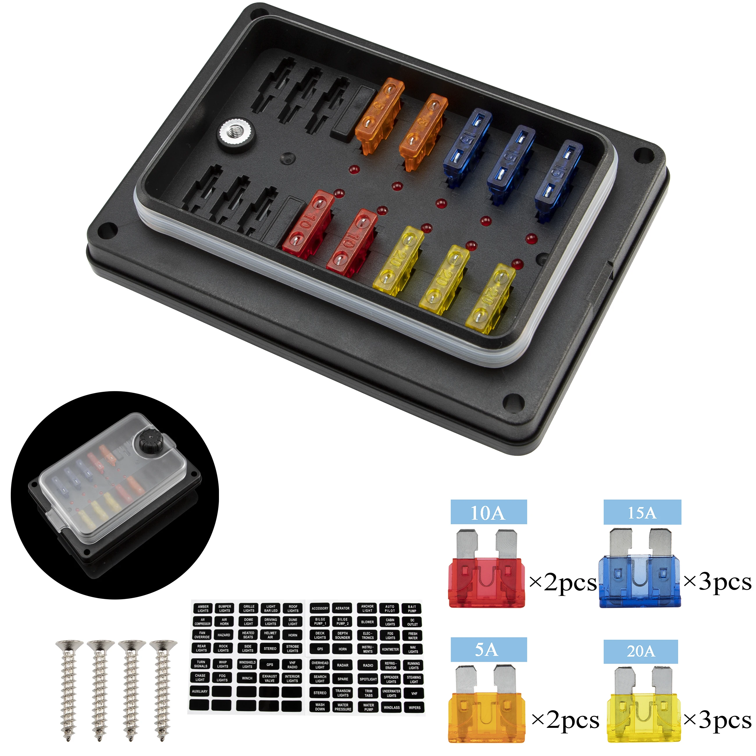 10-ходовой блок предохранителей, водонепроницаемый индикатор блока предохранителей для лодок, фургонов, фургонов, автодомов
10-ходовой блок предохранителей, водонепроницаемый индикатор блока предохранителей для лодок, фургонов, фургонов, автодомов