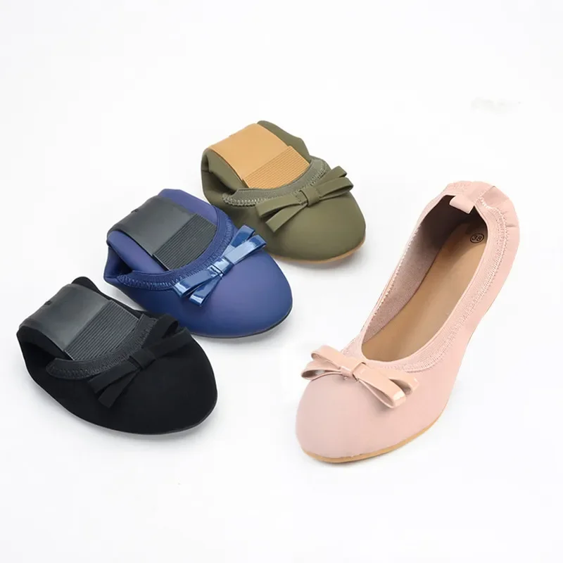 

Bowtie Flats Shoes Women Luxury Brand Foldable Ballet Flats Woman Fashion Shallow Boat Shoes Slip on Loafers Mocasines Mujer