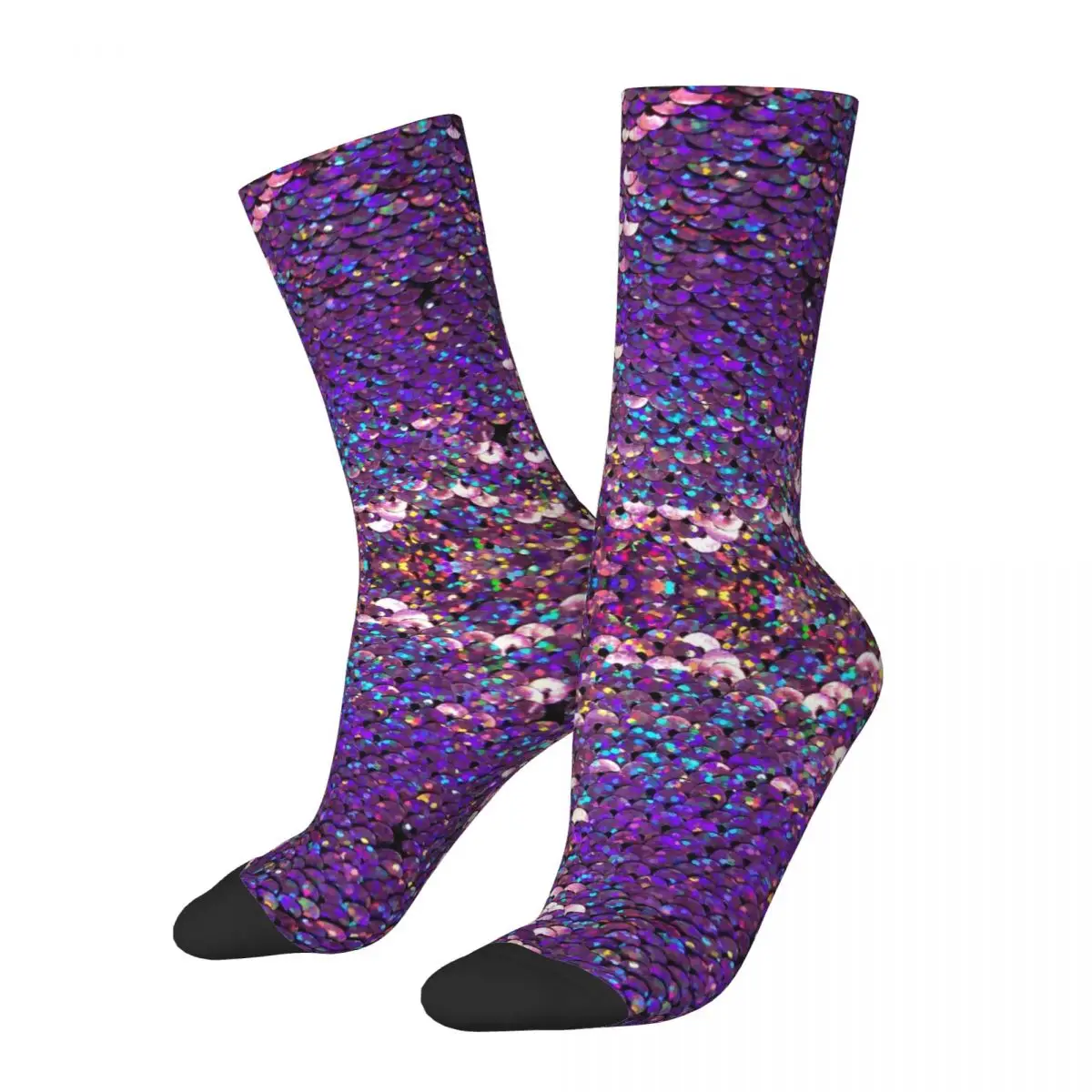 

Блестящие фиолетовые разноцветные высококачественные чулки в стиле Харадзюку, всесезонные длинные носки, аксессуары для мужчин и женщин, подарок на день рождения